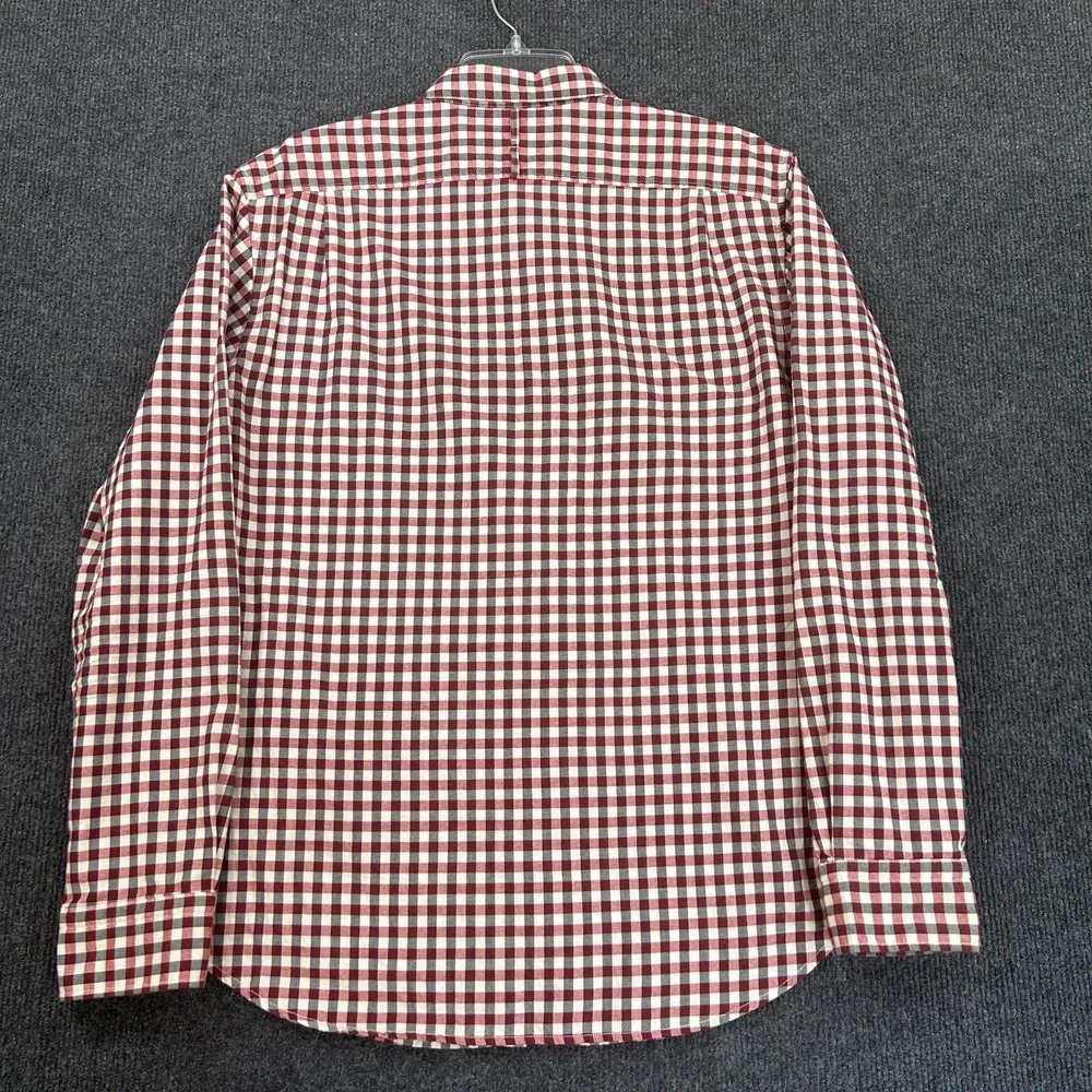 Banana Republic Button Down‎ Shirt Mens L Red Wht Blk Camden Fit Non-Iron Check